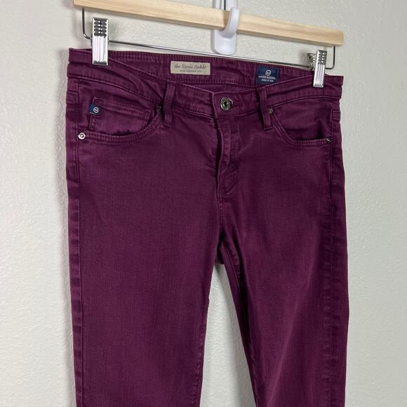 Ag Adriano Goldschmied The Stevie Ankle Slim Straight Leg Maroon Purple Sz 26R - Picture 2 of 9